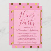 Roze en Gouden Folie Polka Dot Hen's Party Kaart (Voorkant / Achterkant)