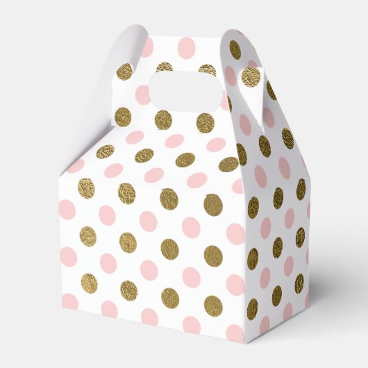 Roze en Gouden Folie Polka Dot Patroon Bedankdoosjes (Achterkant)