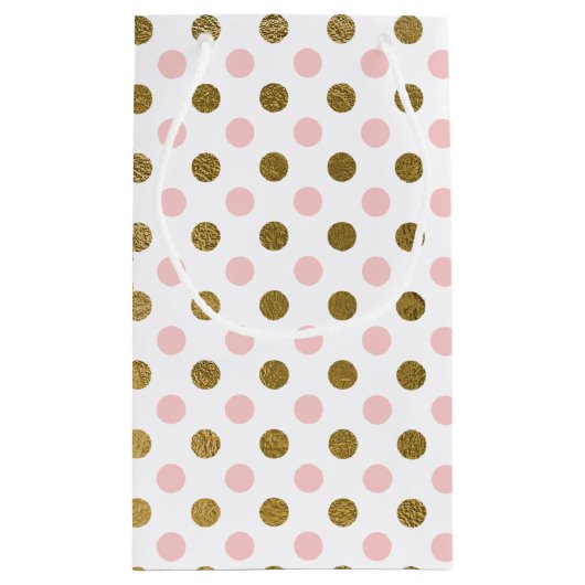 Roze en Gouden Folie Polka Dot Patroon Klein Cadeauzakje (Achterkant)
