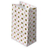 Roze en Gouden Folie Polka Dot Patroon Klein Cadeauzakje (Achterkant Gekanteld)