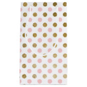 Roze en Gouden Folie Polka Dot Patroon Klein Cadeauzakje (Voorkant)
