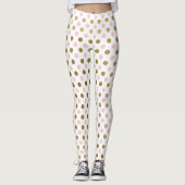 Roze en Gouden Folie Polka Dot Patroon Leggings (Voorkant)