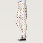 Roze en Gouden Folie Polka Dot Patroon Leggings (Links)