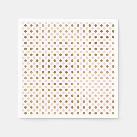 Roze en Gouden Folie Polka Dot Patroon Servet (Voorkant)