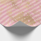 Roze en gouden Folie van Parijs Cadeaupapier (Hoek)