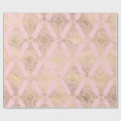 Roze en Gouden Folie van Parijs Damask Patterned Cadeaupapier (Vlak)