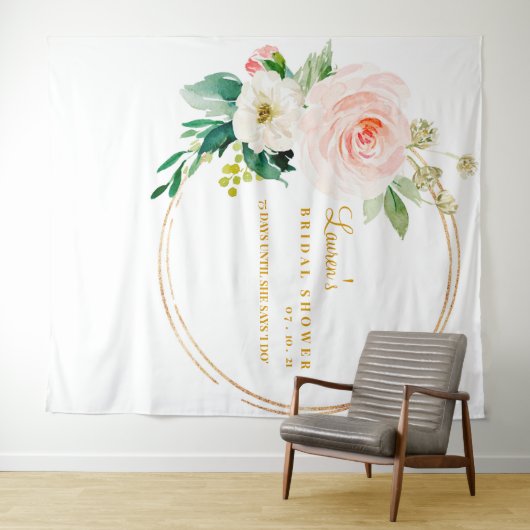 Roze en gouden fotocabine-achtergrond voor bruidsf wandkleed (In Situ (horizontaal))