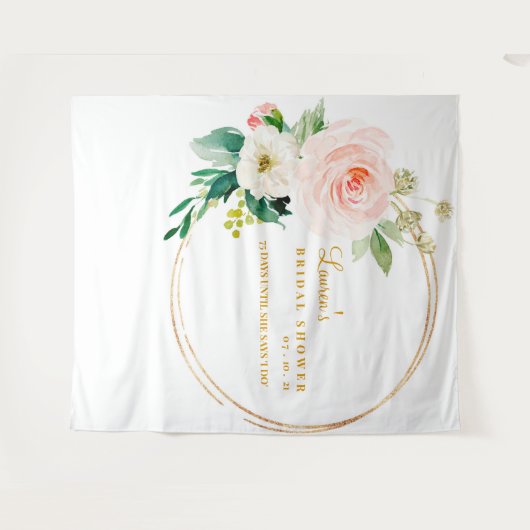 Roze en gouden fotocabine-achtergrond voor bruidsf wandkleed (Voorkant (horizontaal))