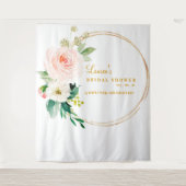 Roze en gouden fotocabine-achtergrond voor bruidsf wandkleed (Voorkant)