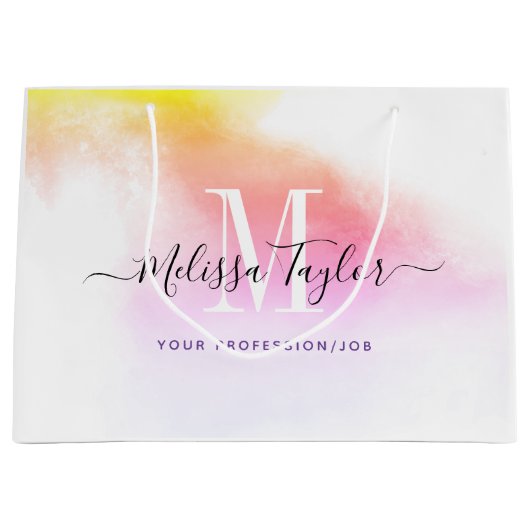 Roze en gouden fotografie, monogrammen groot cadeauzakje (Voorkant)