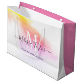 Roze en gouden fotografie, monogrammen groot cadeauzakje (Voorkant Gekanteld)