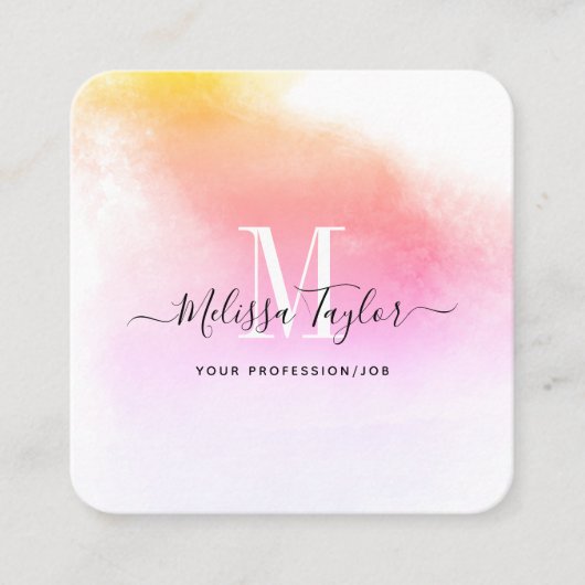 Roze en gouden fotografie, monogrammen klantenkaartje (Voorkant)