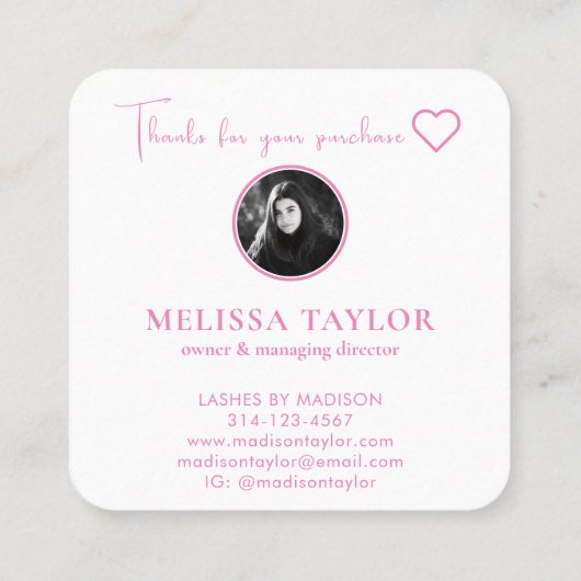 Roze en gouden fotografie, monogrammen klantenkaartje (Achterkant)