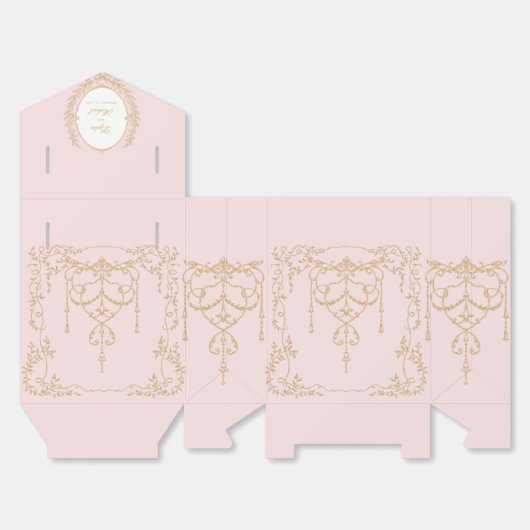 Roze en gouden Franse Antiek bruiloft Bedankdoosjes (Ongevouwen)