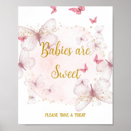 Roze en gouden geboorte baby's zijn zoete tafelgeb poster