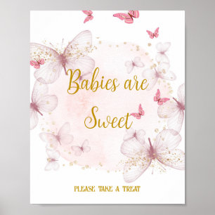 Roze en gouden geboorte baby's zijn zoete tafelgeb poster