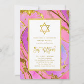 Roze en Gouden Geode | De ster van David Bat Mitsw Kaart (Voorkant)