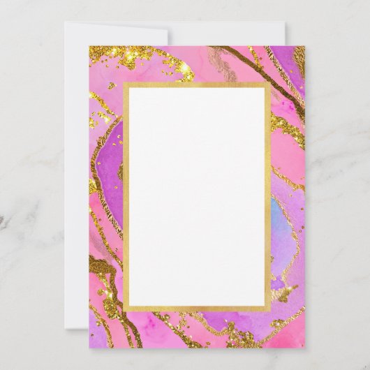 Roze en Gouden Geode | De ster van David Bat Mitsw Kaart (Achterkant)