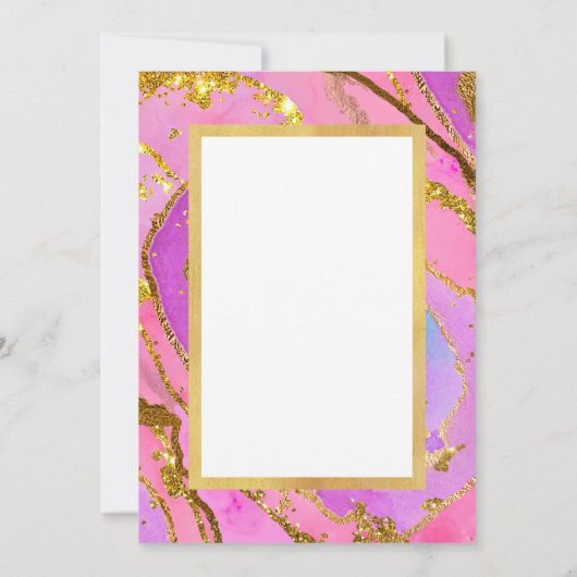  roze en gouden geode | Vrijgezellenfeest Kaart (Achterkant)