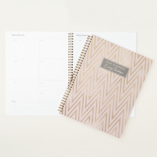 Roze en Gouden Geometrische Patroonplanner Planner (Display)
