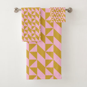 Roze en gouden geometrische vormen bad handdoek