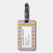 Roze en Gouden Gepersonaliseerde Bagagelabel (Achterkant verticaal)