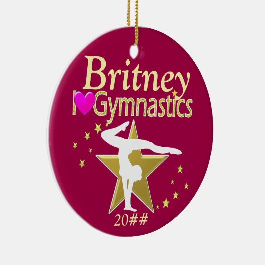 ROZE EN GOUDEN GEPERSONALISEERDE GYMNAST ORNAMENT (Rechts)