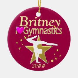 ROZE EN GOUDEN GEPERSONALISEERDE GYMNAST ORNAMENT