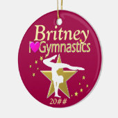 ROZE EN GOUDEN GEPERSONALISEERDE GYMNAST ORNAMENT (Links)