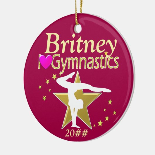 ROZE EN GOUDEN GEPERSONALISEERDE GYMNAST ORNAMENT (Links)
