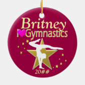 ROZE EN GOUDEN GEPERSONALISEERDE GYMNAST ORNAMENT (Achterkant)