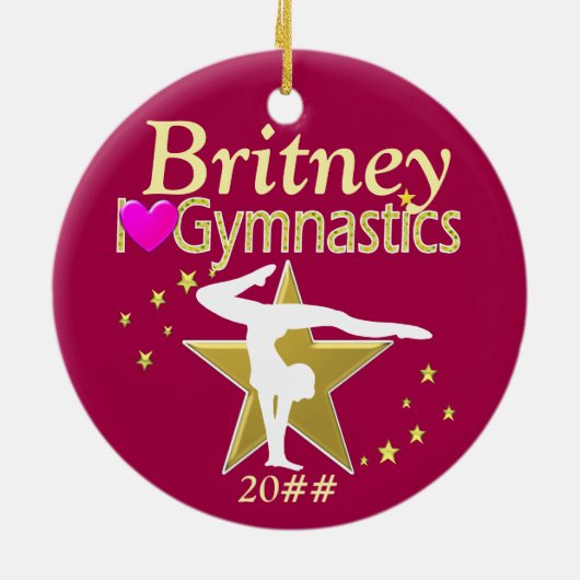 ROZE EN GOUDEN GEPERSONALISEERDE GYMNAST ORNAMENT (Achterkant)