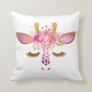 Roze en gouden Giraffe Kussen