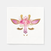 Roze en gouden Giraffe servetten (Voorkant)