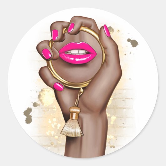 Roze en Gouden Glam Chic Ronde Sticker (Voorkant)