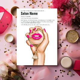 Roze en gouden glam chic schoonheidssalon opening kaart