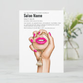 Roze en gouden glam chic schoonheidssalon opening kaart (Staand voorkant)