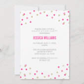 Roze en Gouden Glam Confetti Graduation Invitation Kaart (Achterkant)