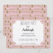 Roze en gouden Glam Pijlen verjaardag Kaart (Voorkant / Achterkant)