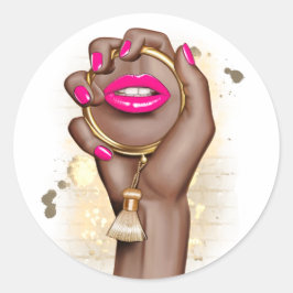 Roze en gouden glamour chic ronde sticker