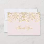 Roze en gouden  Glamour Weddenschap Hartelijk dank Notitiekaartje (Voorkant)