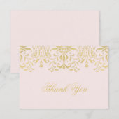 Roze en gouden  Glamour Weddenschap Hartelijk dank Notitiekaartje (Voorkant / Achterkant)