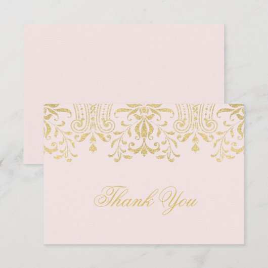 Roze en gouden  Glamour Weddenschap Hartelijk dank Notitiekaartje (Voorkant / Achterkant)