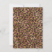 Roze en gouden glinsterende luipaardprint-feest kaart (Achterkant)