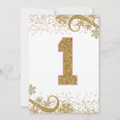 Roze en Gouden Glitter 1e Verjaardag Winter One Kaart (Achterkant)