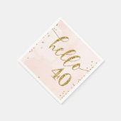 Roze en gouden glitter 40e verjaardag servetten (Hoek)