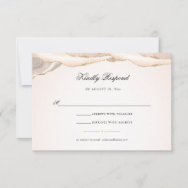 Roze en Gouden Glitter Agate Script Bruiloft RSVP Kaartje