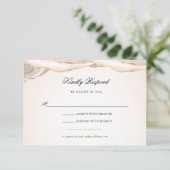 Roze en Gouden Glitter Agate Script Bruiloft RSVP Kaartje (Staand voorkant)