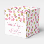 Roze en gouden Glitter Baby shower Favor Boxes Bedankdoosjes (Voorkant Zijde)