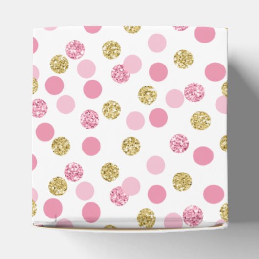 Roze en gouden Glitter Baby shower Favor Boxes Bedankdoosjes (Bovenkant)